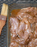 Pheasant meat in marinade.