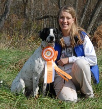 Riley's qualified four times in a row, so he's got his JH title and a smile from his Mom. His achievement is all the sweeter when you take into account his circumstances: Riley was a rescue dog that's got himself a loving, permanent family who are making sure he gets to be a bird dog.