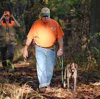 Walking up the woodline to the breakway area. Nice control - it's hard to keep a slack lead on a GSP when there are birds in the same zip code.