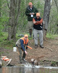 And there's usually two or three tosses, so that the judges can get a good sense of the dog's disposition around the water.